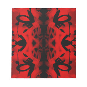 Red and black kaleidoscope graffiti notepad