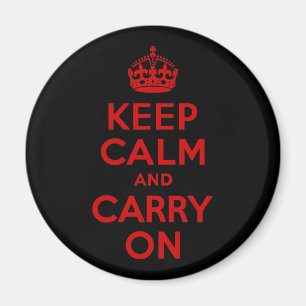 Red and Black Keep Calm and Carry On Magnet