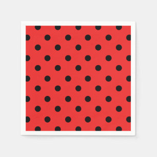 Red and Black Ladybug Pattern Birthday Party Napkin