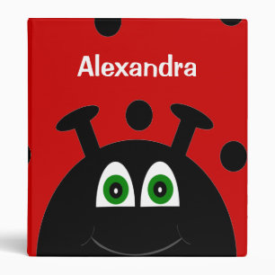 Red and Black Ladybug Personalized School Binder