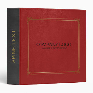Red and Black Leather With Gold Frame Accent Binder