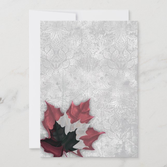 Red and Black Leaves Goth Wedding Invitation (Front)