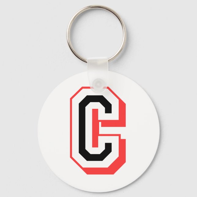 red and black letter C Keychain (Front)