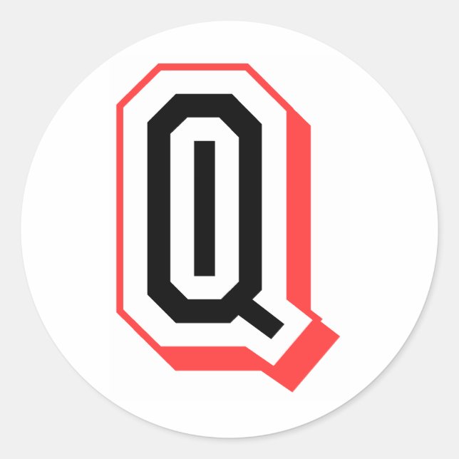 red and black letter Q Classic Round Sticker (Front)