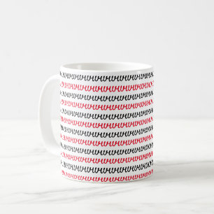 Red and black letters coffee mug
