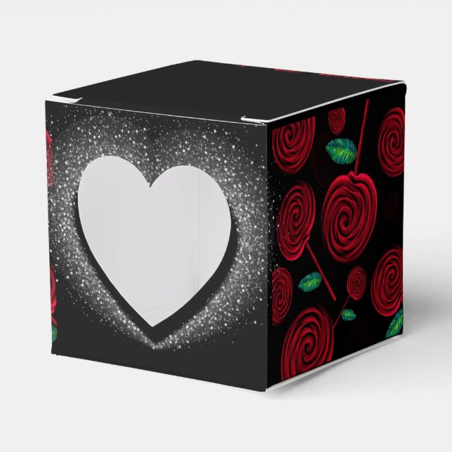 red and black luxury for celebration favor box (Front Side)