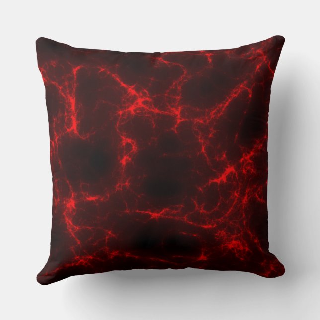 Red and Black Marble abstract Throw Pillow (Back)