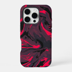 Red and Black Marble Swirl Abstract Phone Case