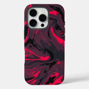 Red and Black Marble Swirl Abstract Phone Case
