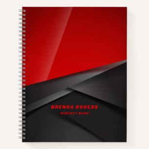 Red and black metallic texture geometric design notebook