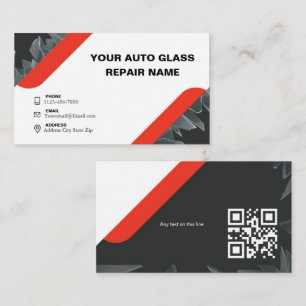 Red and Black Minimalist  Auto_Glass_Repair Business Card