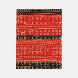 Red and Black Modern Mudcloth Blanket