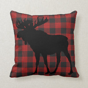 Red and Black Moose Pillow