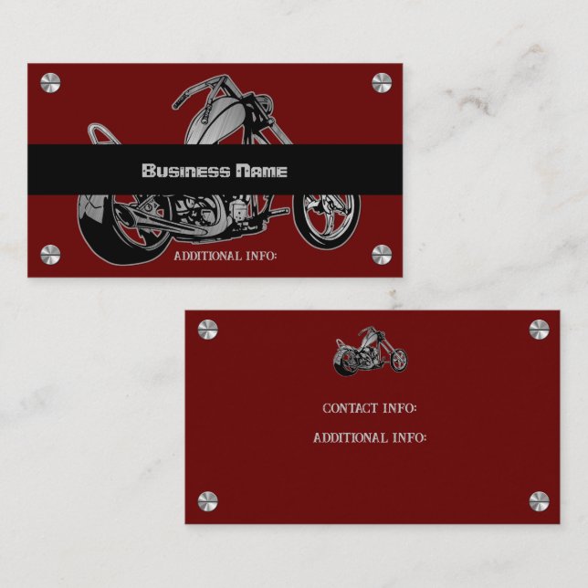 Red And Black Motorcycle Shop Business Card (Front/Back)