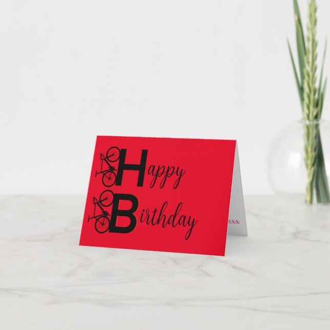 Red and black mountain bike happy birthday card (Front)