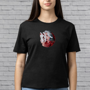 Red and Black Mujina Illustration T-Shirt