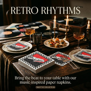 Red and black music theme napkins