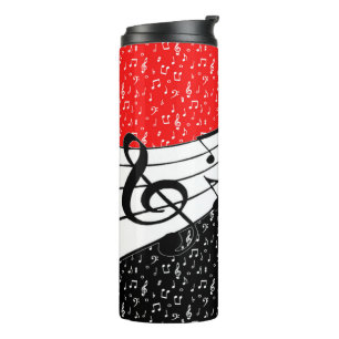 Red and black music theme thermal tumbler