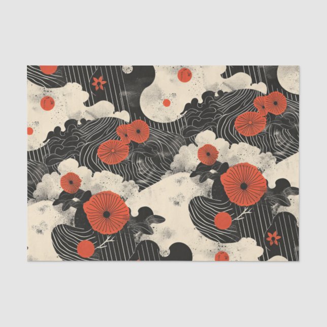 Red and Black Oriental Tissue Paper (Front)