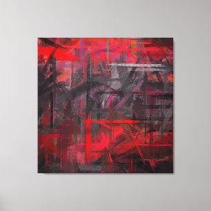 Red and Black Painted Abstract Background Canvas Print