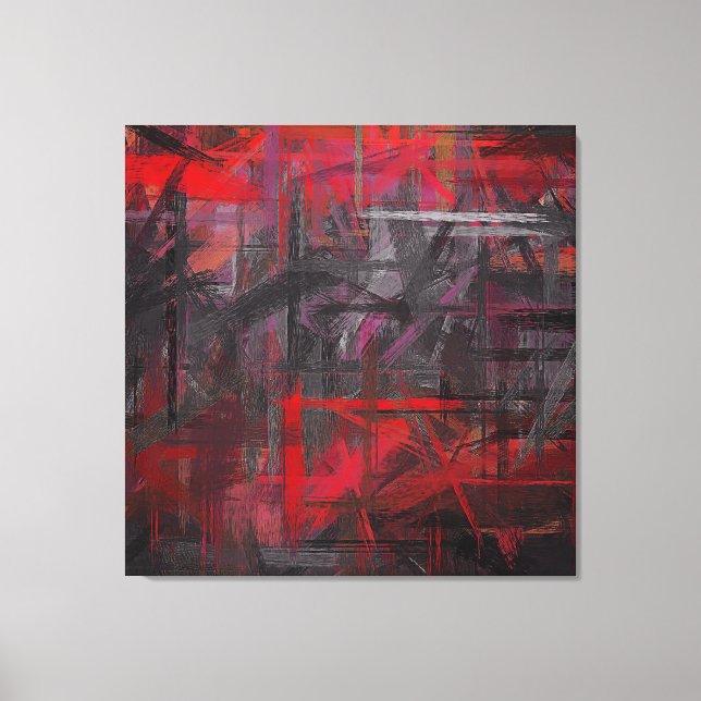 Red and Black Painted Abstract Background Canvas Print (Front)
