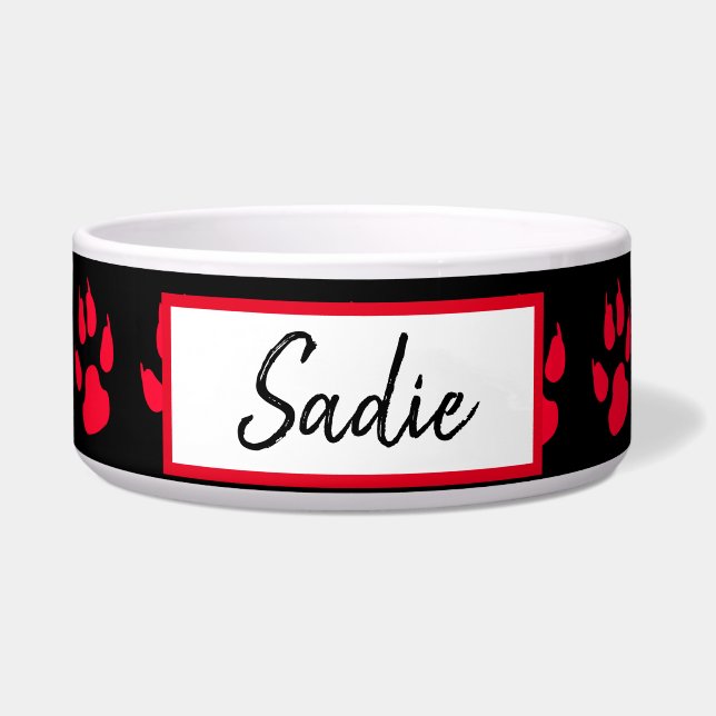 Red and black Paw Print Dog's Food (Front)