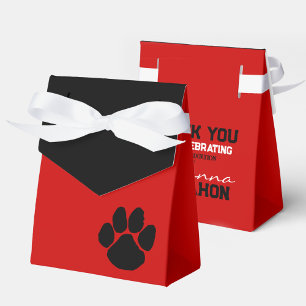 Red and Black Pawprint Graduation Favour Boxes