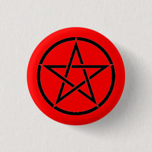 Red and Black Pentacle Pentagram Button Badge