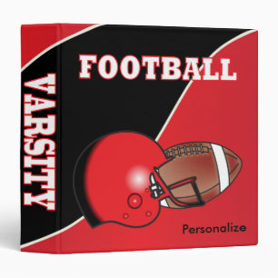 Red and Black Personalize Football Binder