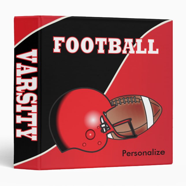 Red and Black Personalize Football Binder (Front/Spine)