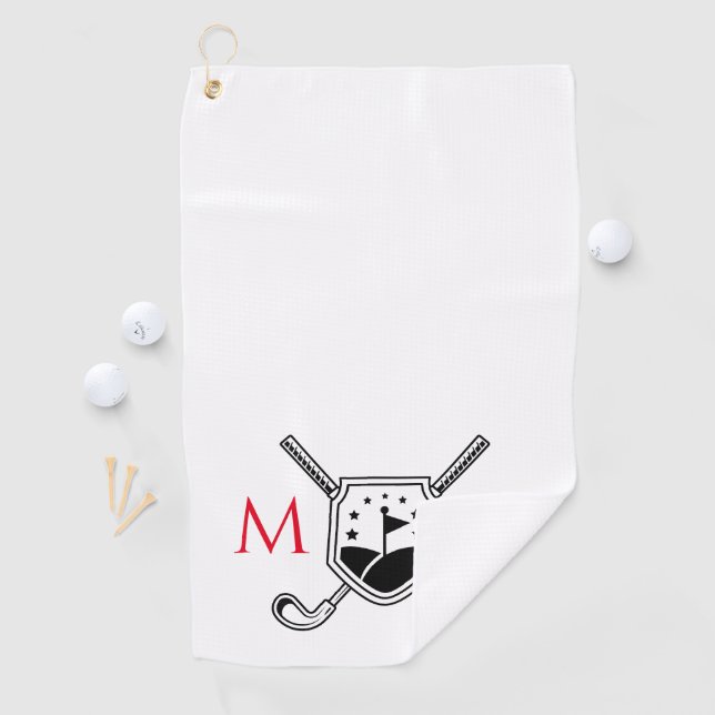 Red and Black Personalized Monogram Golf Towel (InSitu)