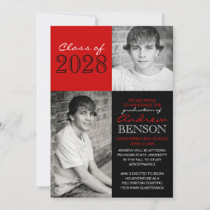 Red and Black Photo Graduation Announcement