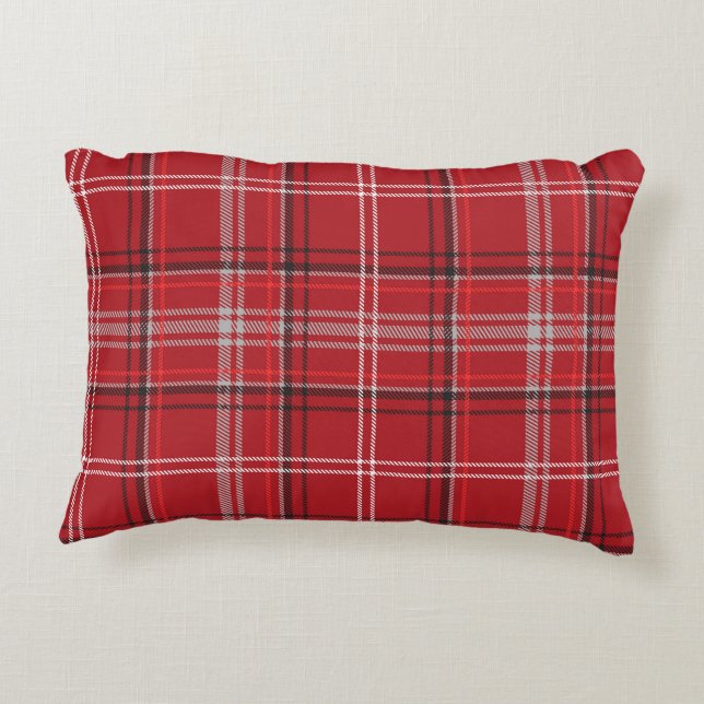 Red and Black Plaid Buffalo Check Pattern  Accent Pillow (Back)