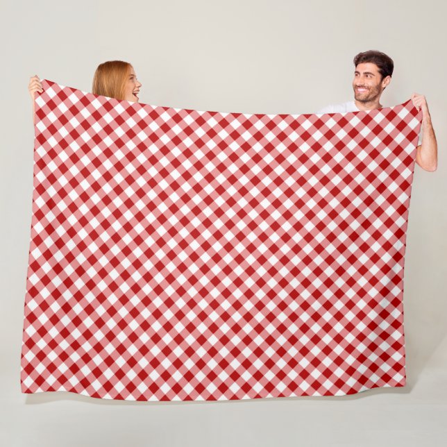 Red and Black Plaid Buffalo Check Pattern  Fleece Blanket (In Situ)