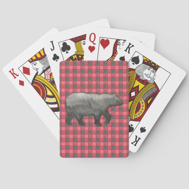 Red and Black Plaid Check Bear Cards (Back)