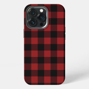 Red and Black Plaid Check iPhone Case