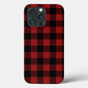 Red and Black Plaid Check iPhone Case