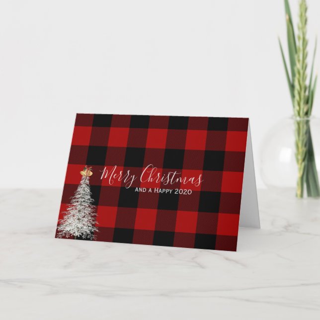 Red and Black plaid Christmas and New Year Card (Front)