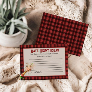 Red and black plaid Date Night Ideas Bridal Shower Enclosure Card