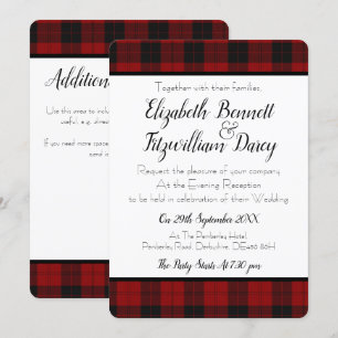Red and Black Plaid Evening Invitation