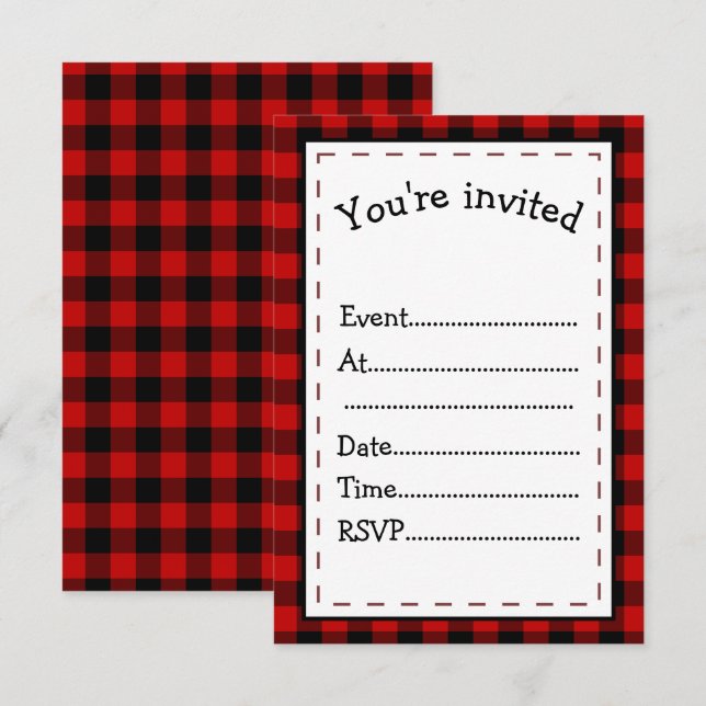 Red and Black Plaid Events Invitation (Front/Back)