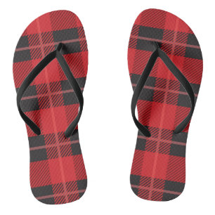 Red and Black Plaid Flip Flops