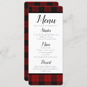 Red and Black Plaid Menu Invitation