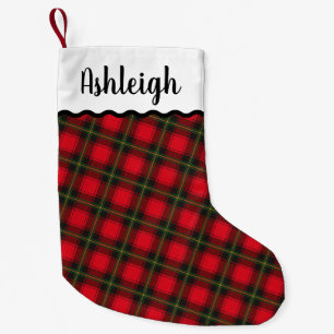 Red and Black Plaid  Personalized Name Small Christmas Stocking