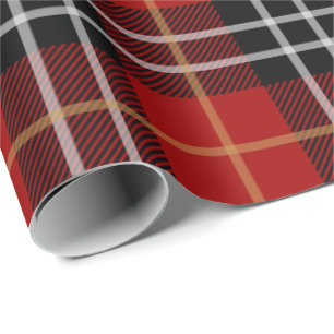 Red and Black Plaid Tartan Gingham Check Pattern Wrapping Paper