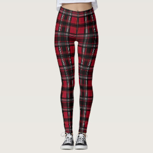 Red And Black Plaid Tartan Pattern Leggings