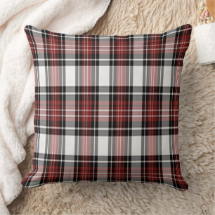 Red And Black Plaid Throw Pillow