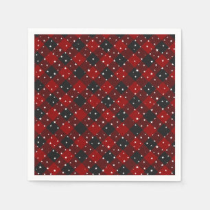Red and black plaid with stars napkins