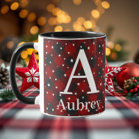 Red and black plaid with stars personalized