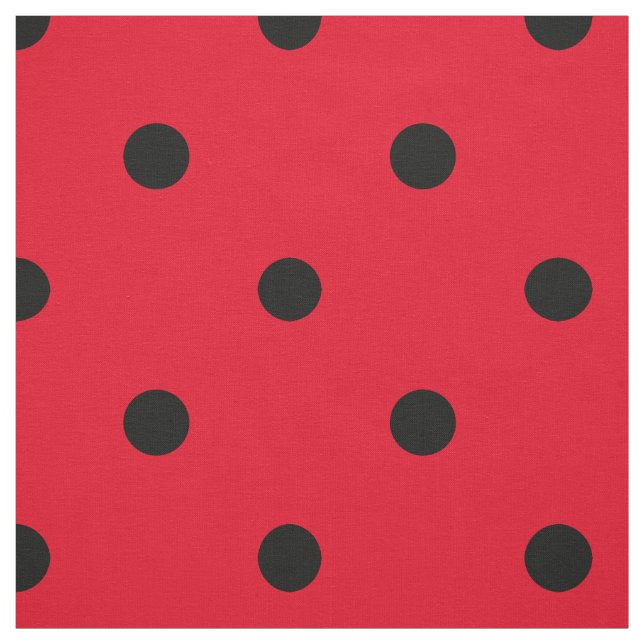 Red and Black Polka Dot Pattern Fabric (Swatch)